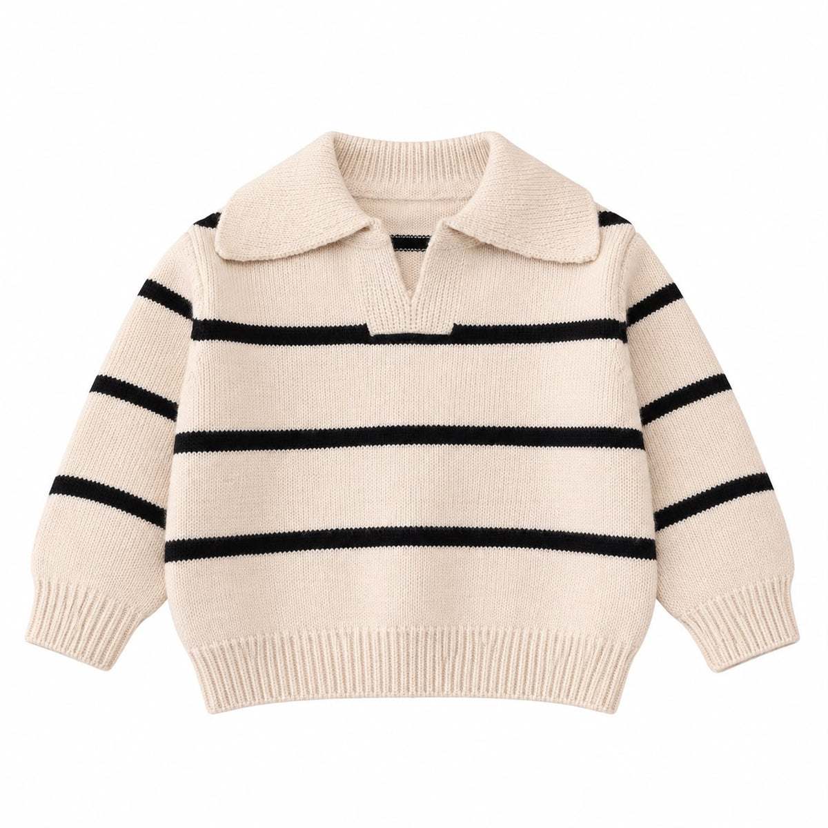 Striped Knit Polo Sweater
