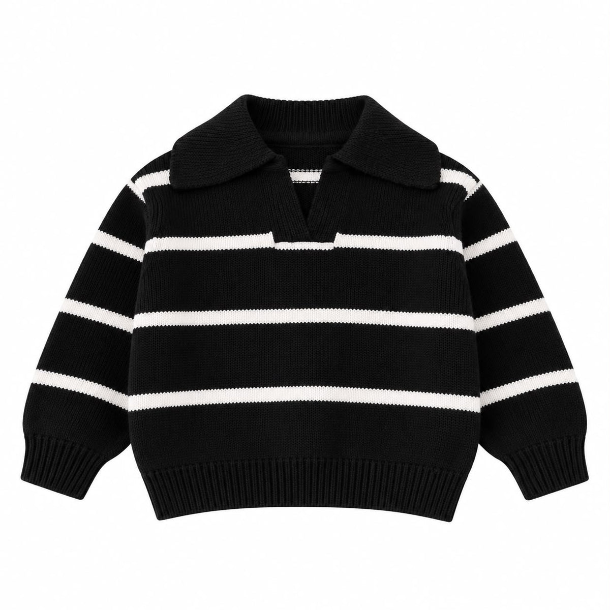 Striped Knit Polo Sweater