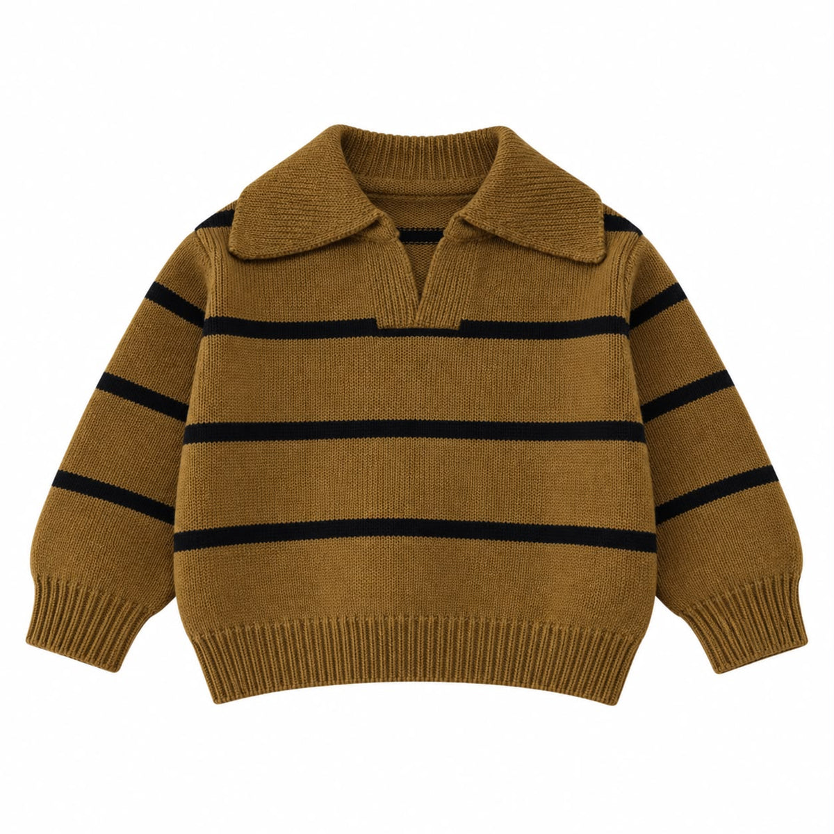 Striped Knit Polo Sweater
