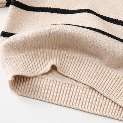 Striped Knit Polo Sweater