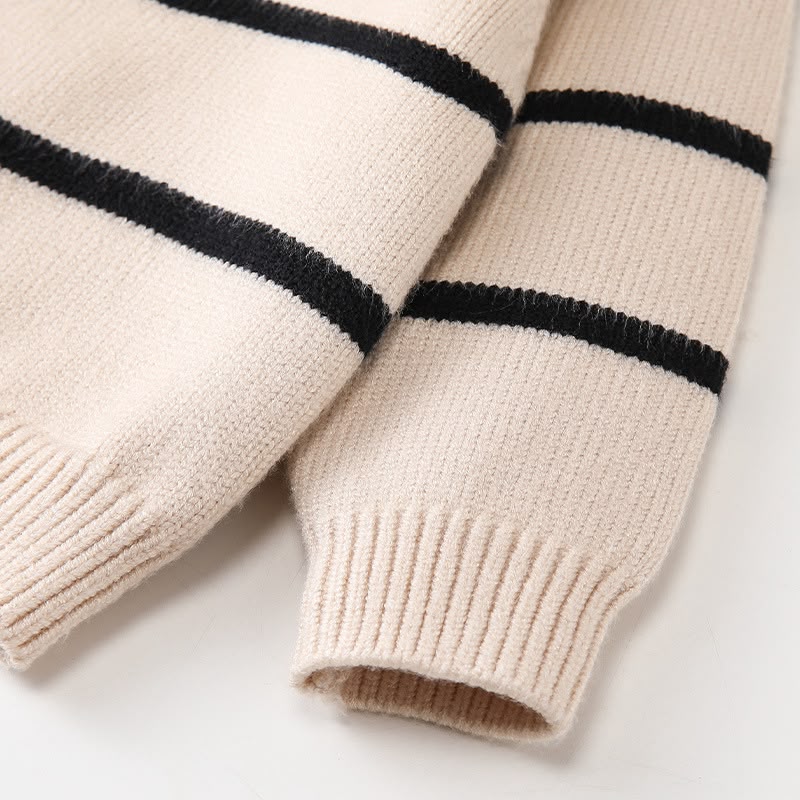 Striped Knit Polo Sweater