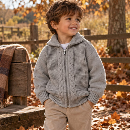 Textured Knit Zip Jacket