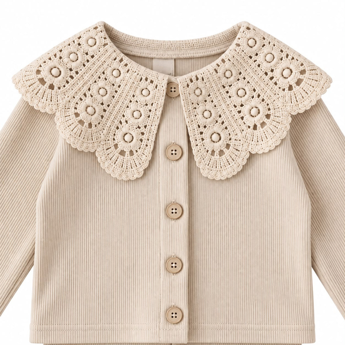 Crochet Collar Flare Pants Set