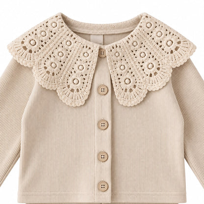 Crochet Collar Flare Pants Set