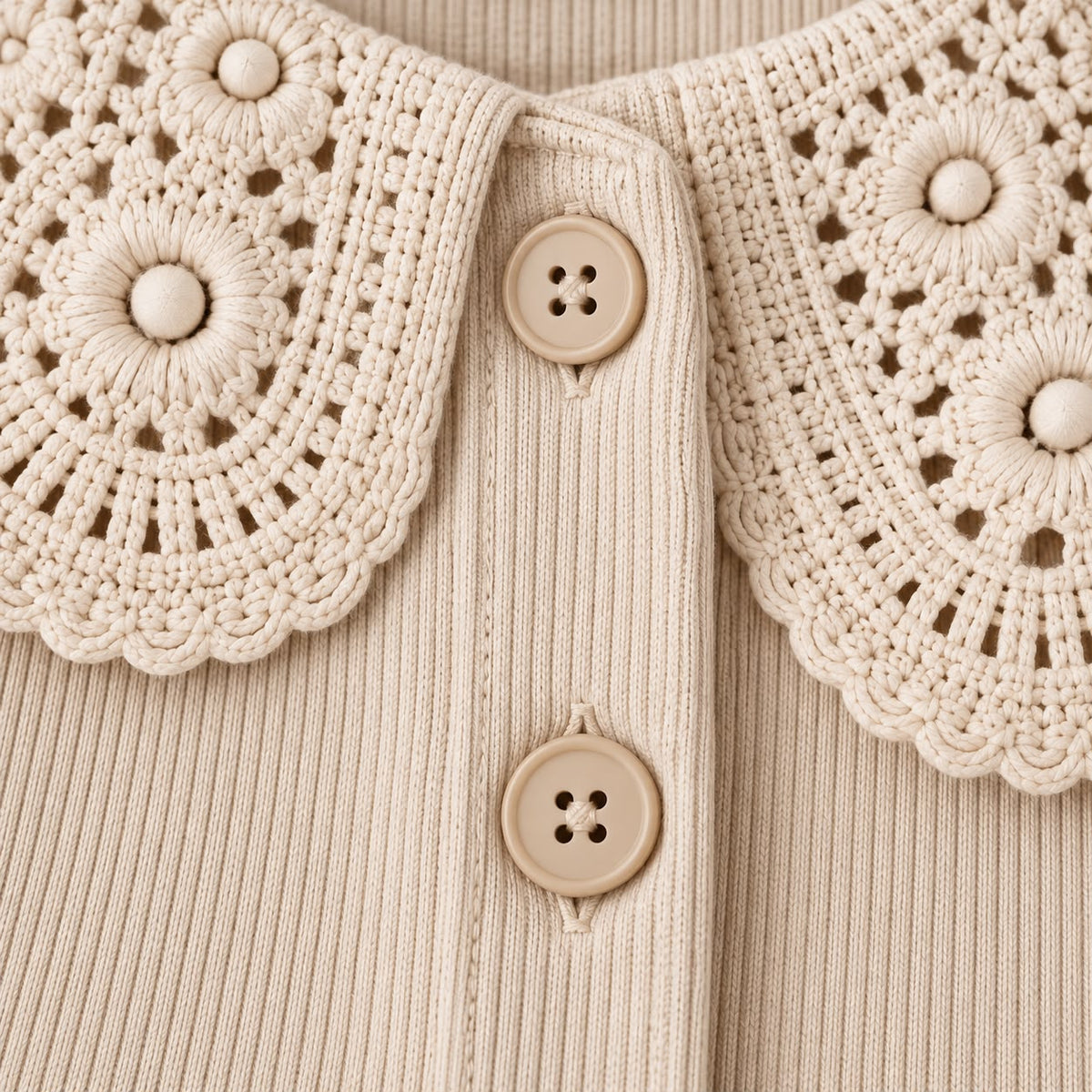 Crochet Collar Flare Pants Set