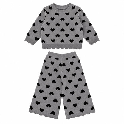 Heart Knit Sweater and Pants Set