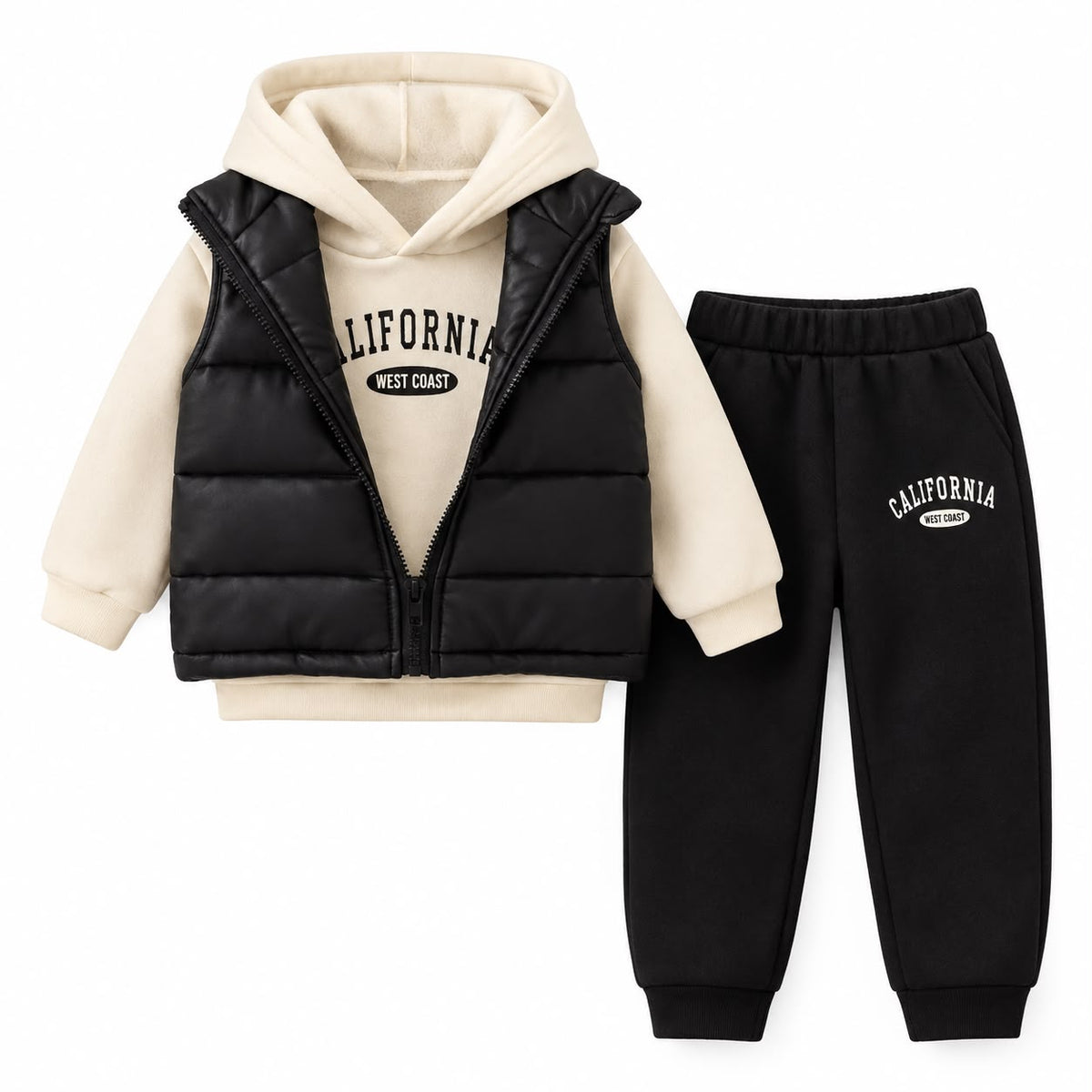Puffer Vest Hoodie and Jogger Set