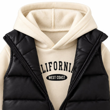 Puffer Vest Hoodie and Jogger Set