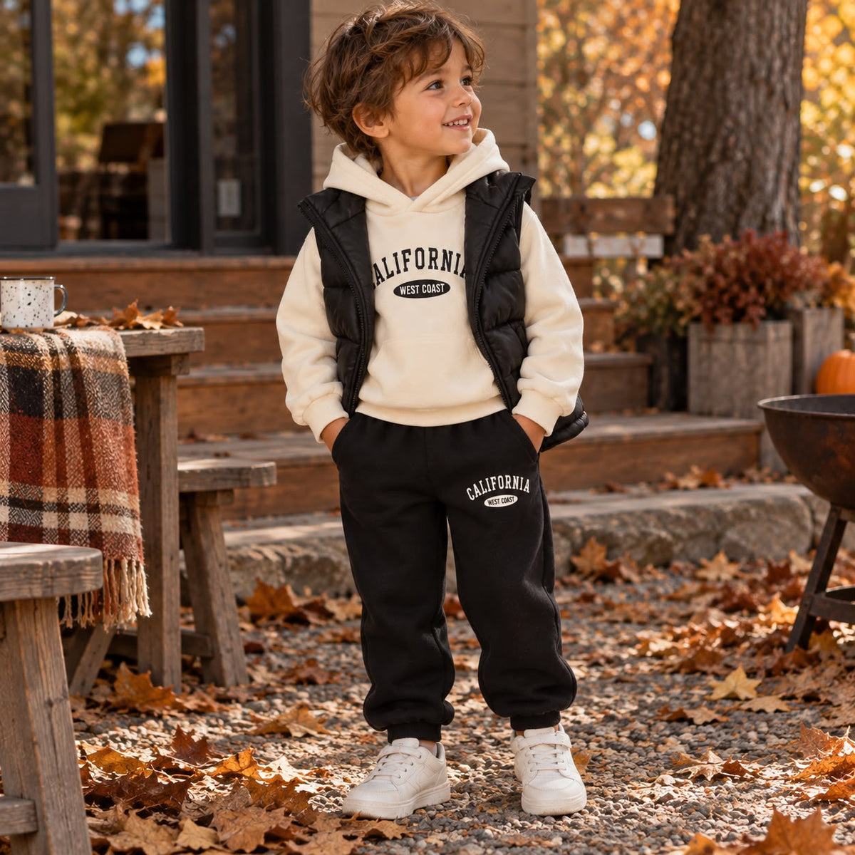 Puffer Vest Hoodie and Jogger Set