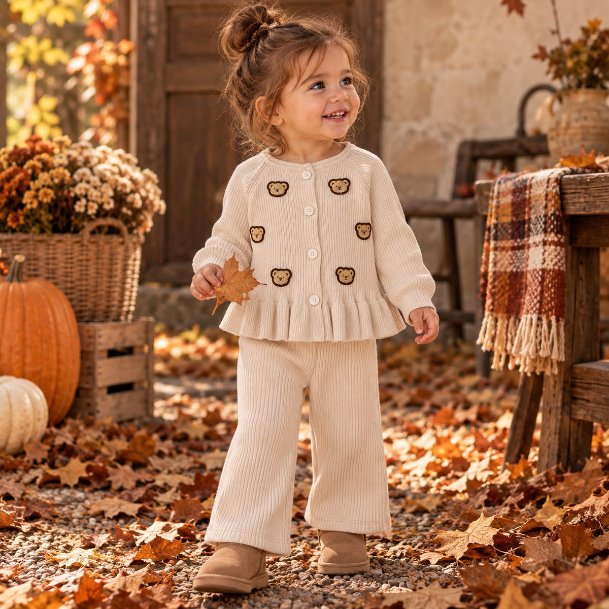 Patch Ribbed Outfit Set