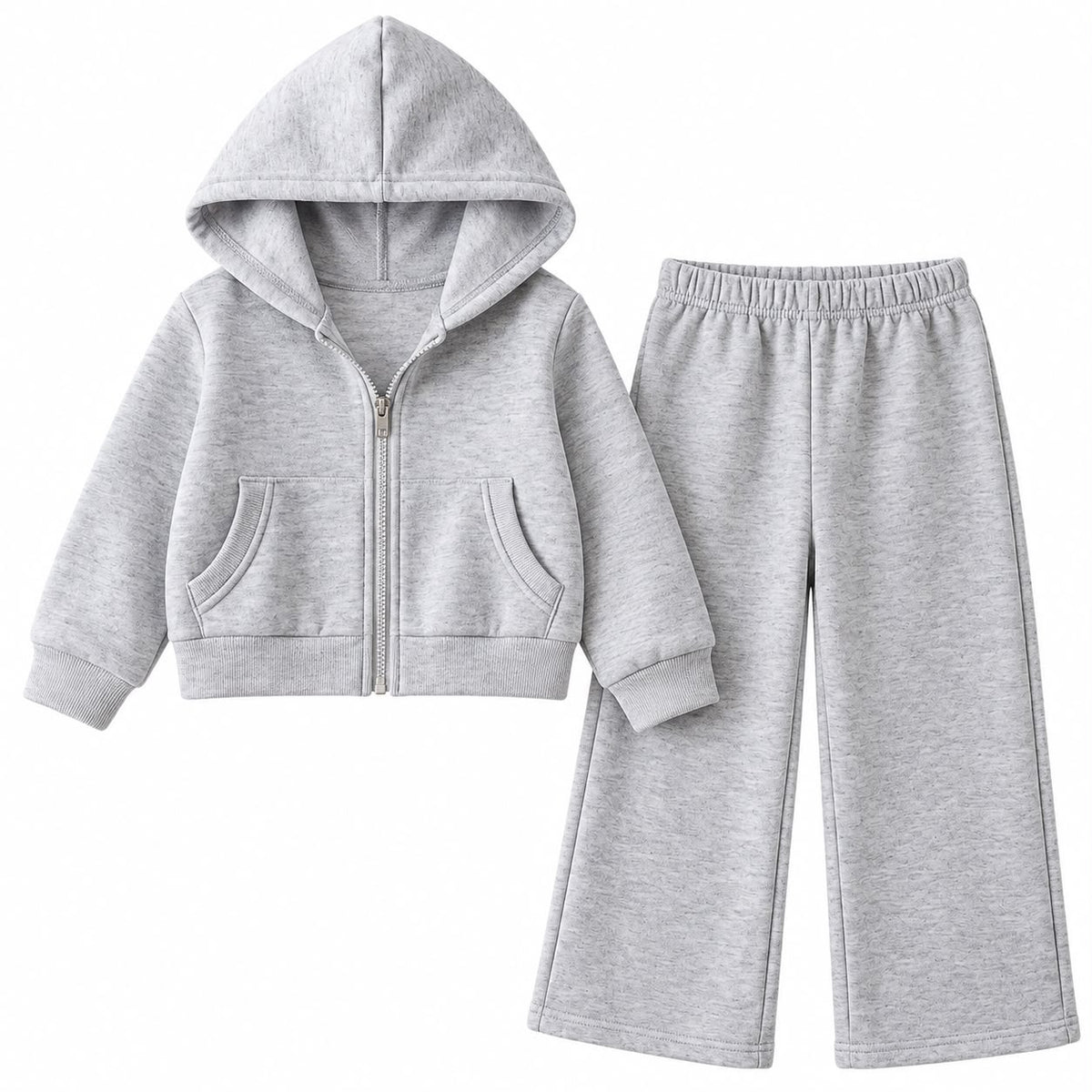 Zip Hoodie and Wide Leg Pants Set