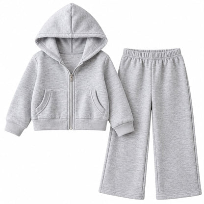 Zip Hoodie and Wide Leg Pants Set