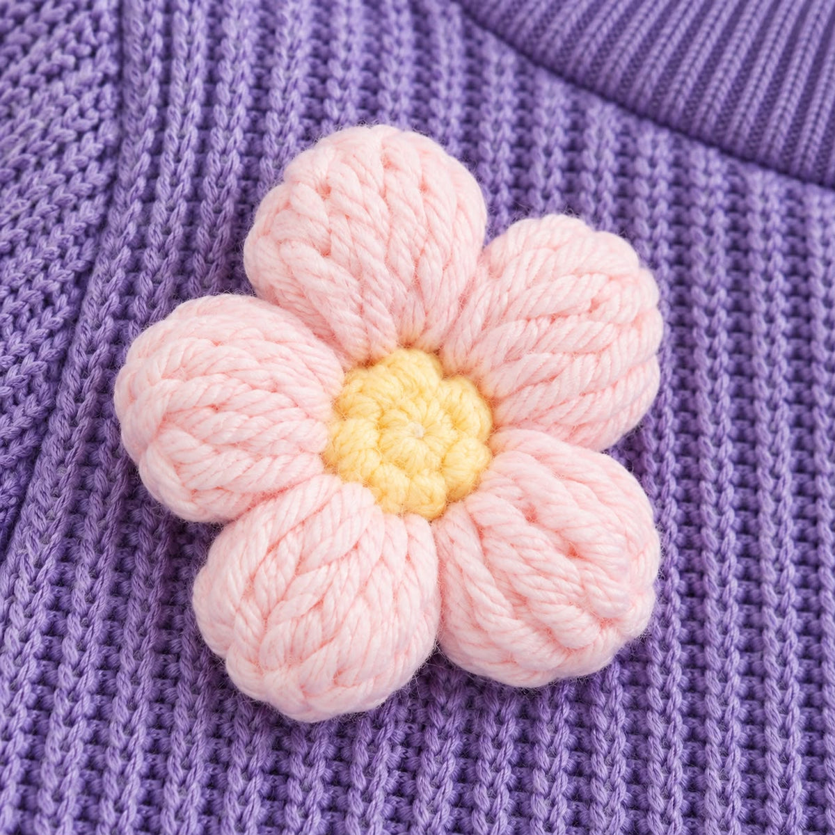 Knit Flower Sweater and Pants Set