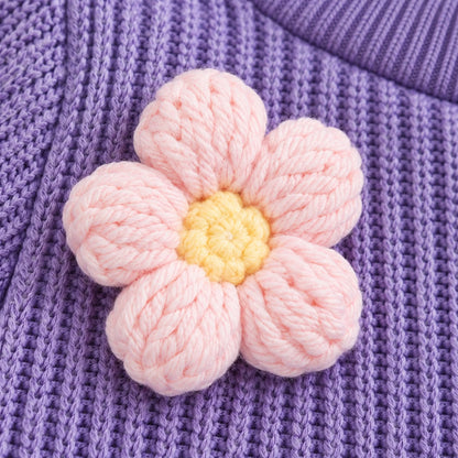 Knit Flower Sweater and Pants Set