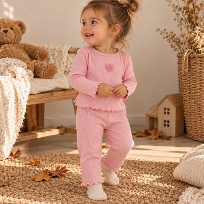 Ribbed Heart Top and Pants Set