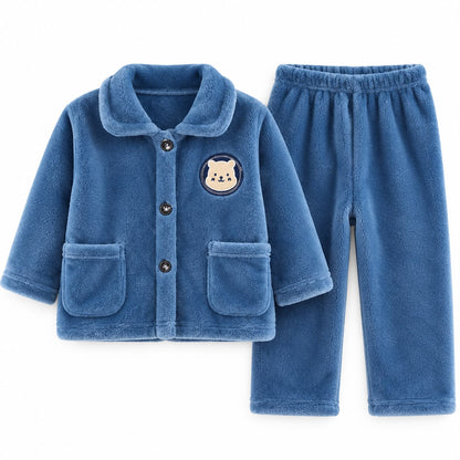 Fleece Button Jacket and Pants Set