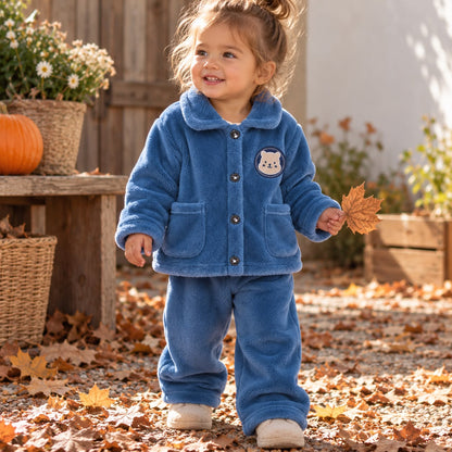 Fleece Button Jacket and Pants Set