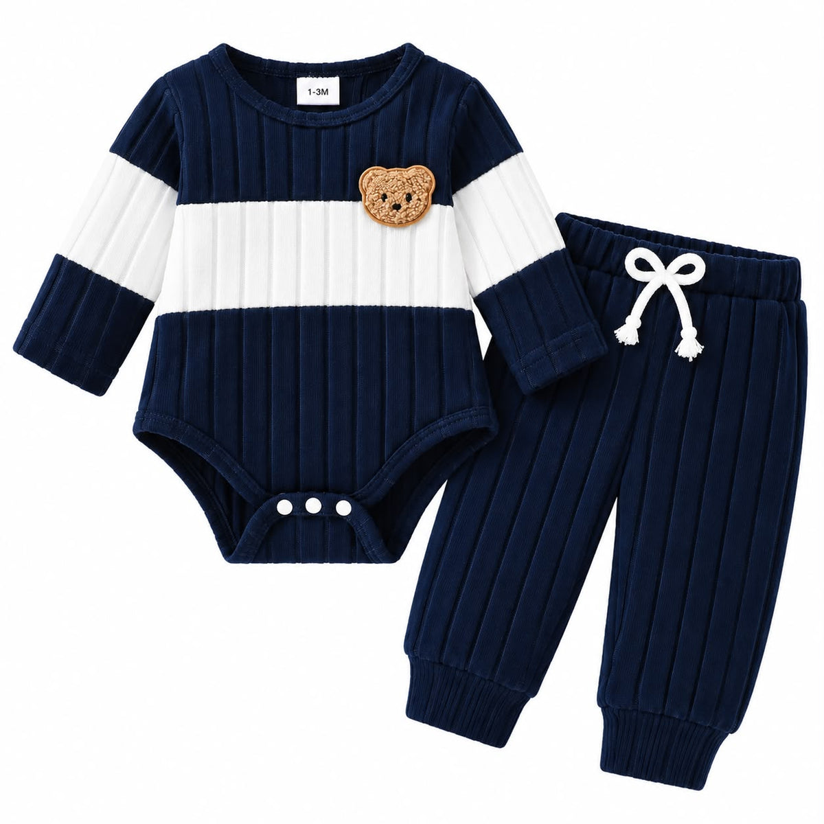 Bear Patch Bodysuit and Pants Set