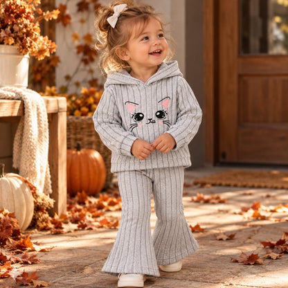 Cat Detail Ribbed Outfit Set