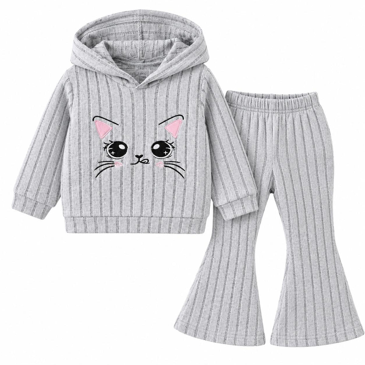 Cat Detail Ribbed Outfit Set