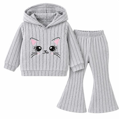 Cat Detail Ribbed Outfit Set