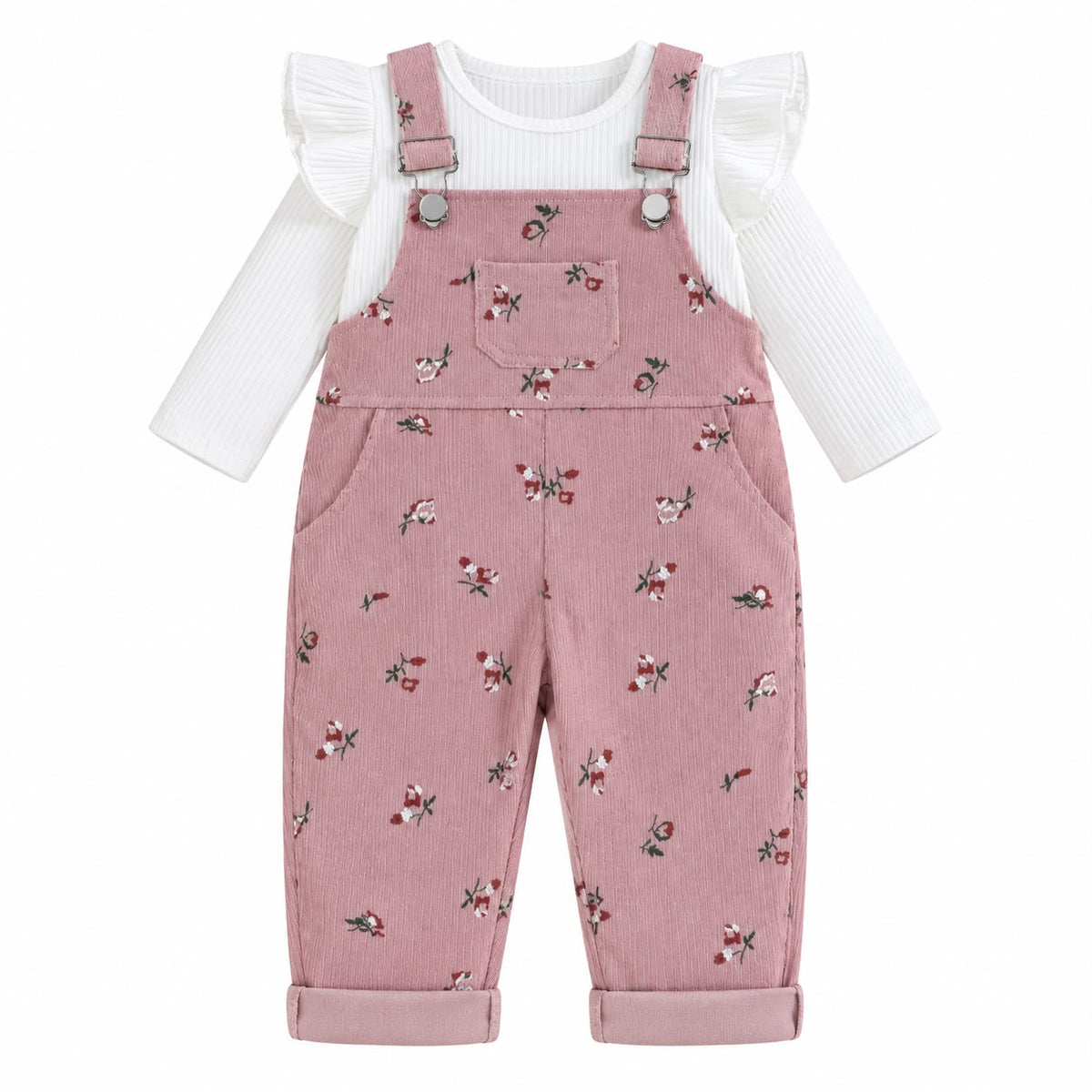 Ribbed Top and Overall Set