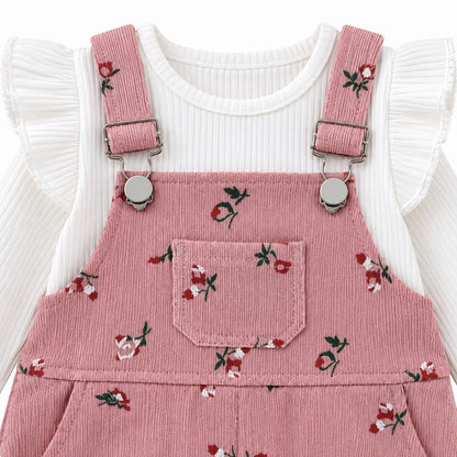 Ribbed Top and Overall Set