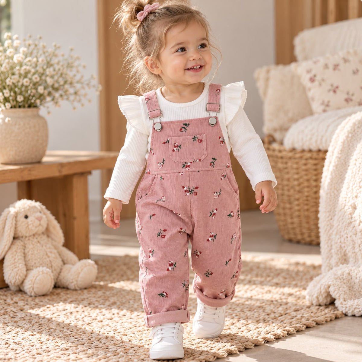 Ribbed Top and Overall Set