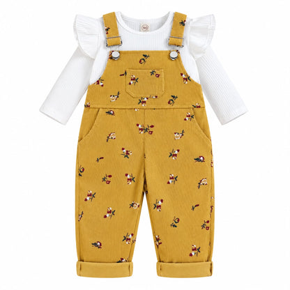 Ribbed Top and Overall Set