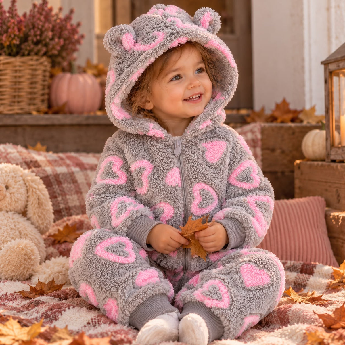 Plush Heart Baby Romper