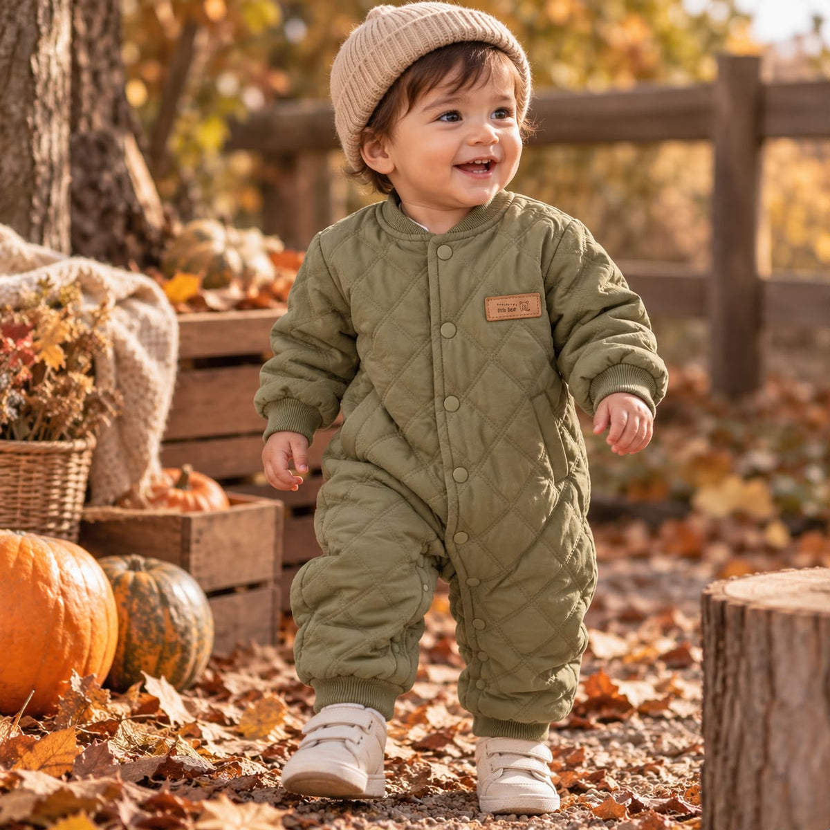 Quilted Long Sleeve Baby Romper