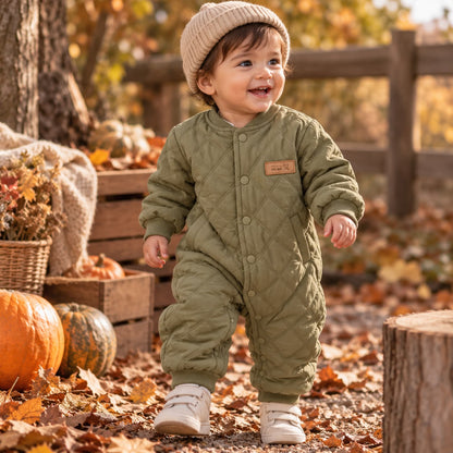 Quilted Long Sleeve Baby Romper