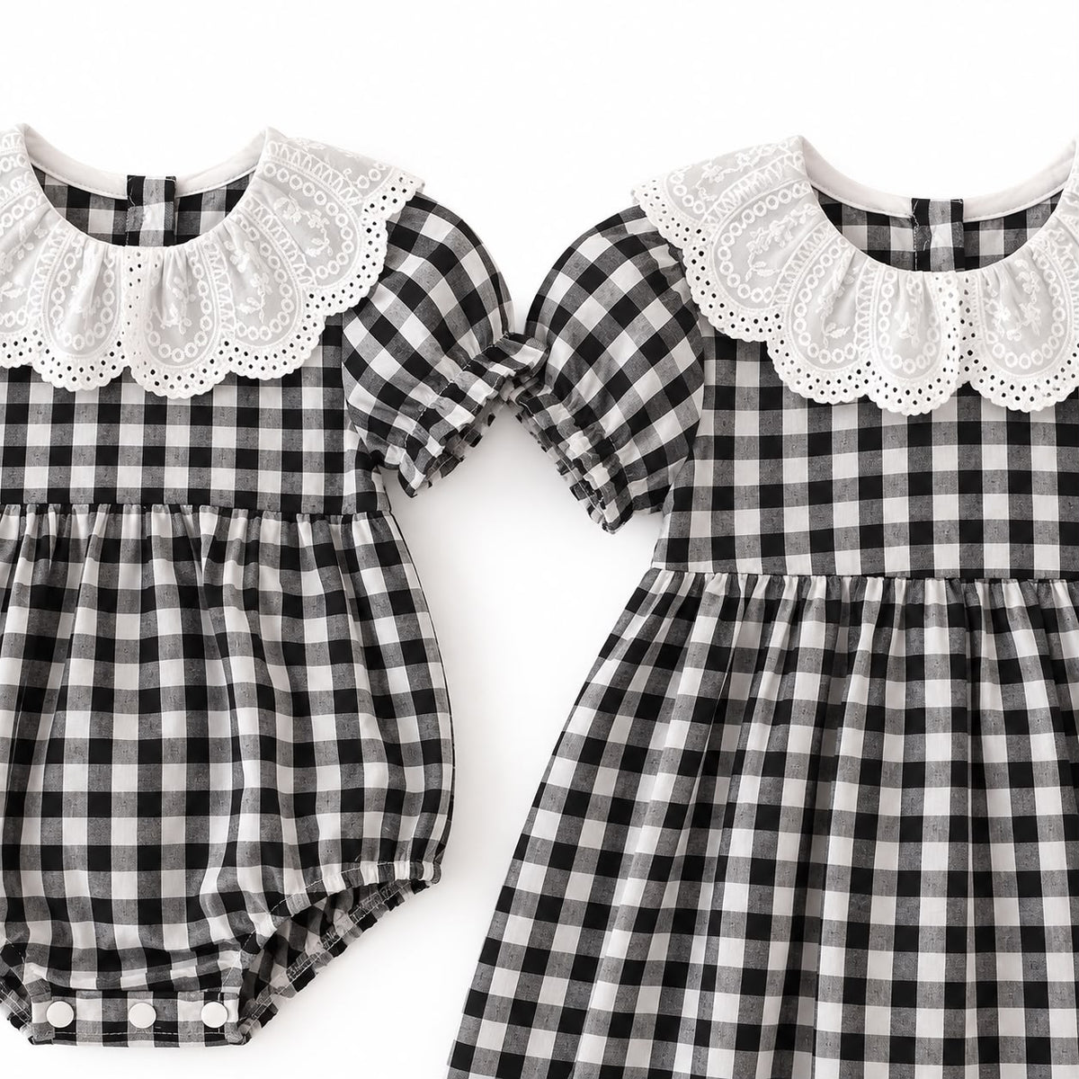 Lace Collar Gingham Dress