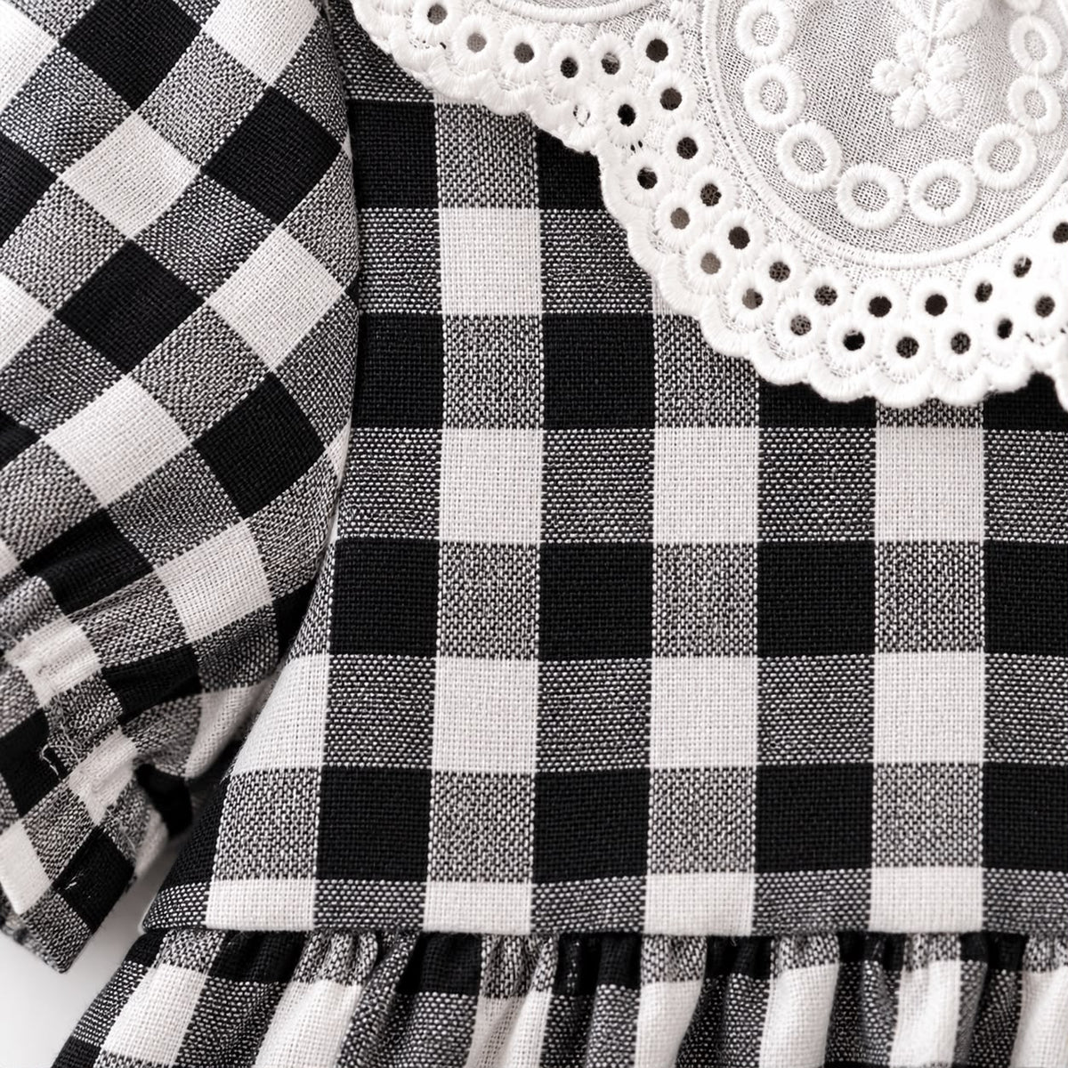 Lace Collar Gingham Dress