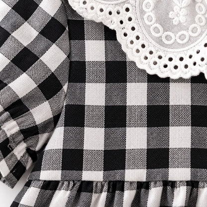 Lace Collar Gingham Dress