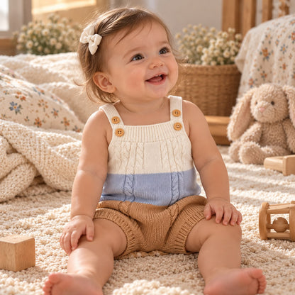 Knitted Baby Dungaree Romper