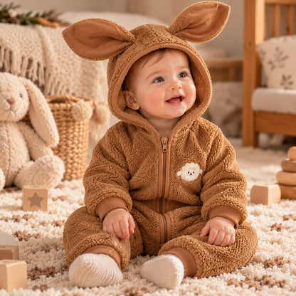 Bunny Hood Fleece Baby Romper