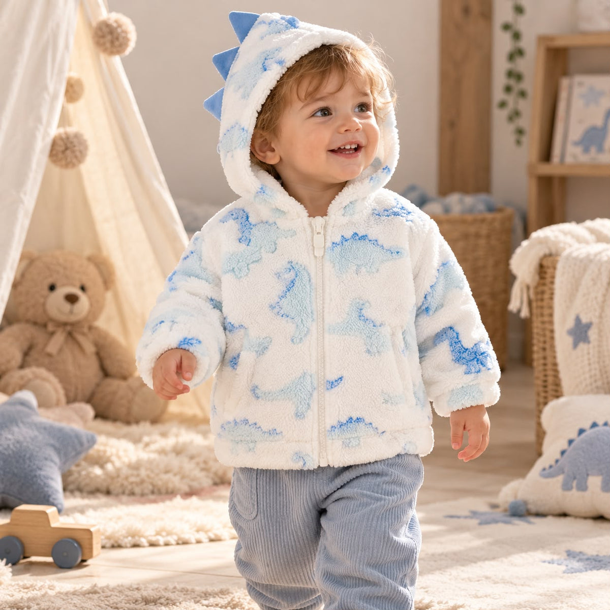 Hooded Dinosaur Baby Jacket