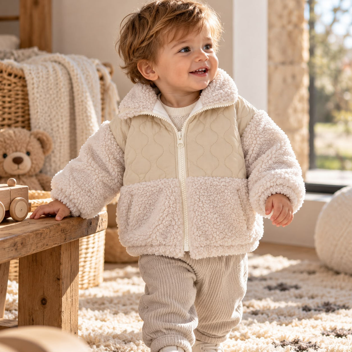 Mixed Texture Baby Jacket