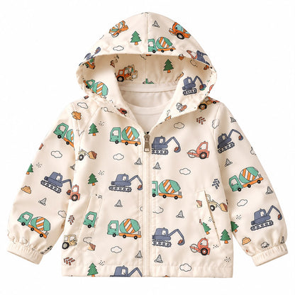 Construction Print Hooded Jacket