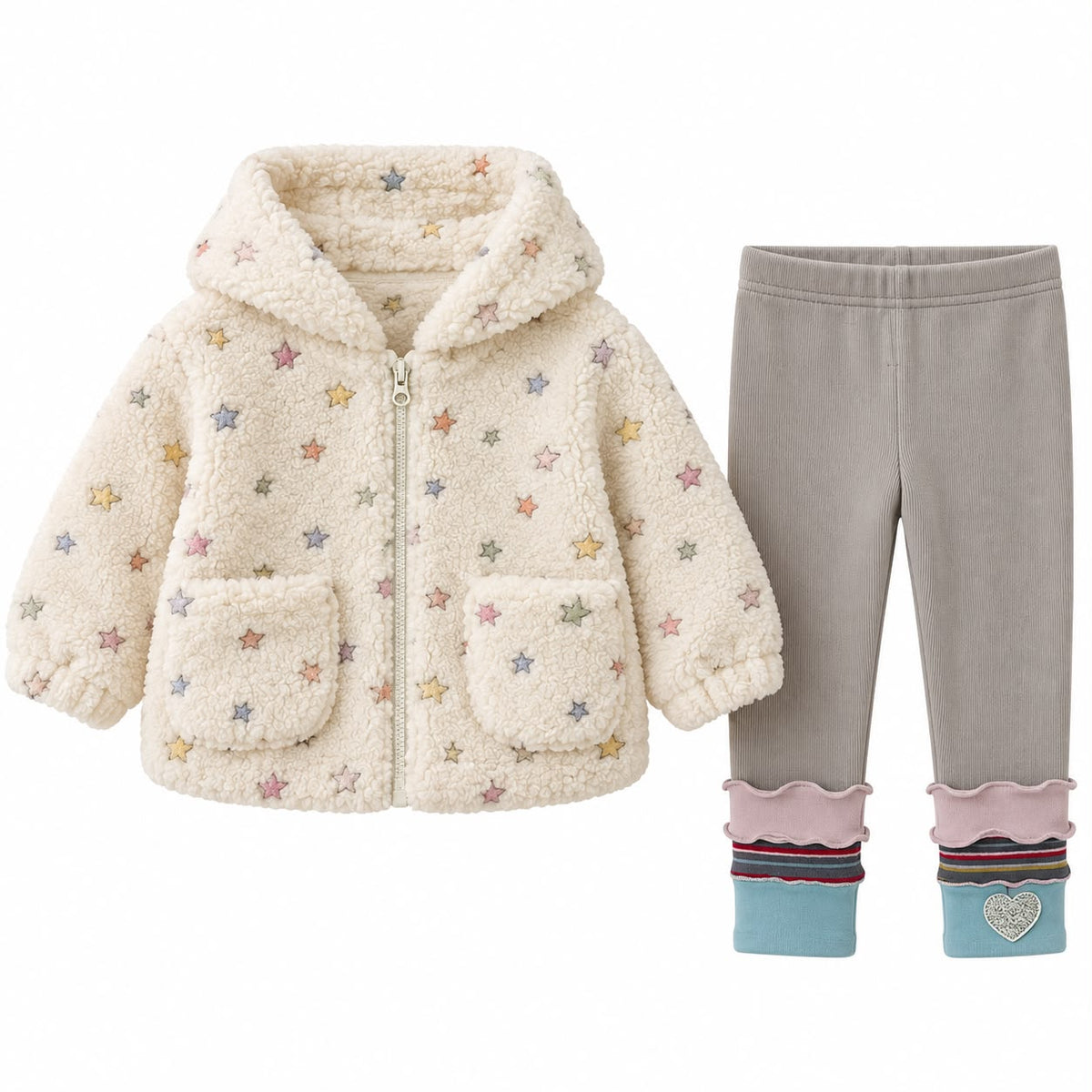 Star Print Fleece Outfit Set