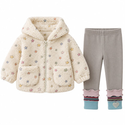 Star Print Fleece Outfit Set