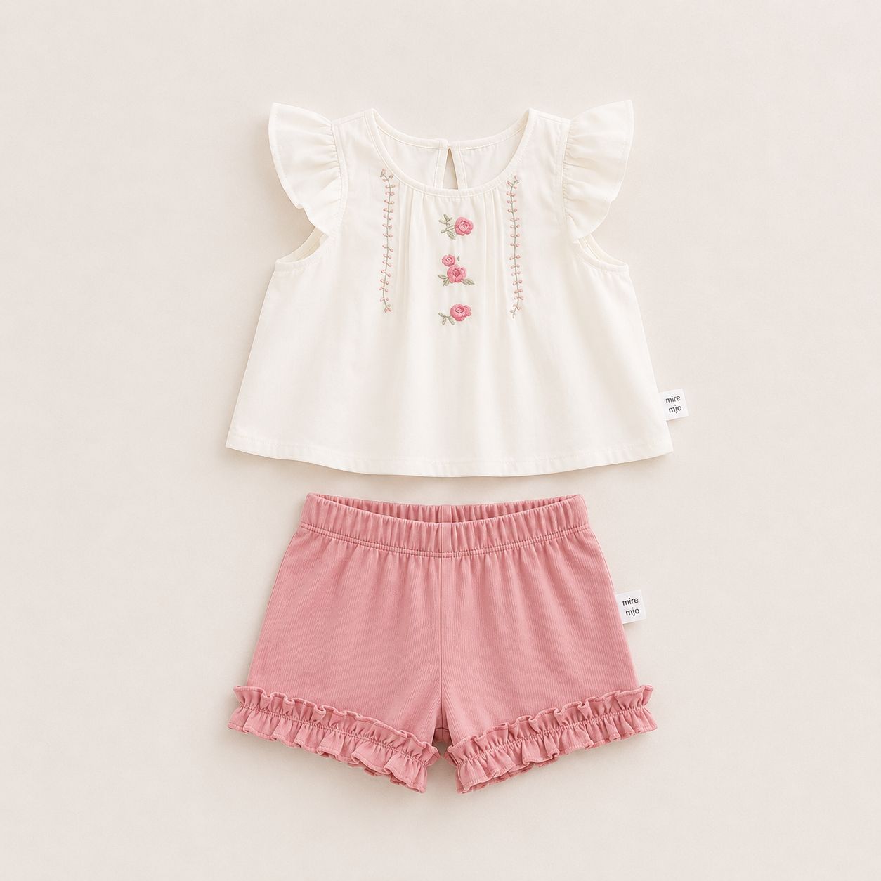 Rose Flutter Shorts Set