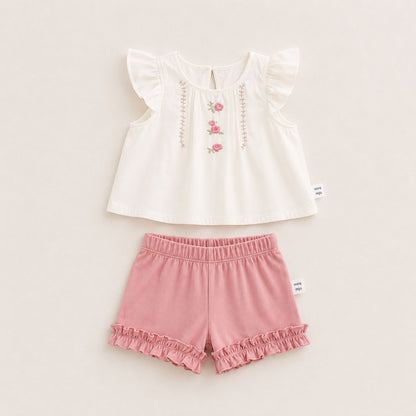 Rose Flutter Shorts Set