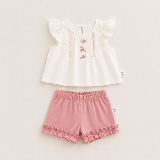 Rose Flutter Shorts Set