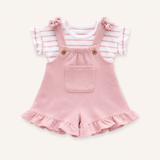 Pink Ruffle Romper Set