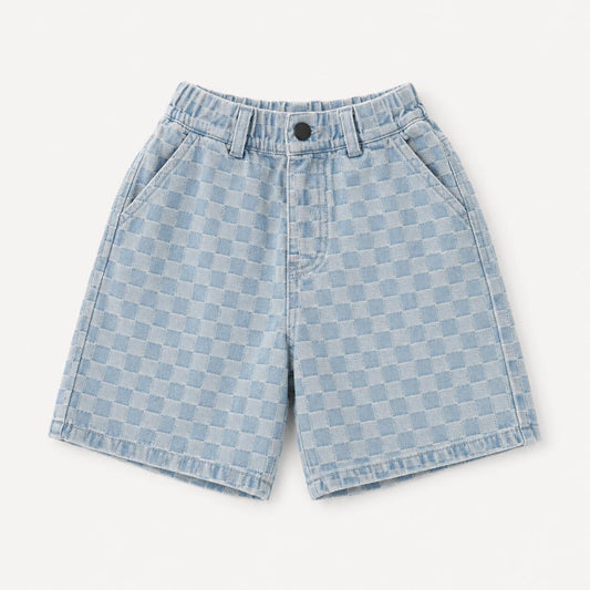 Check Denim Shorts