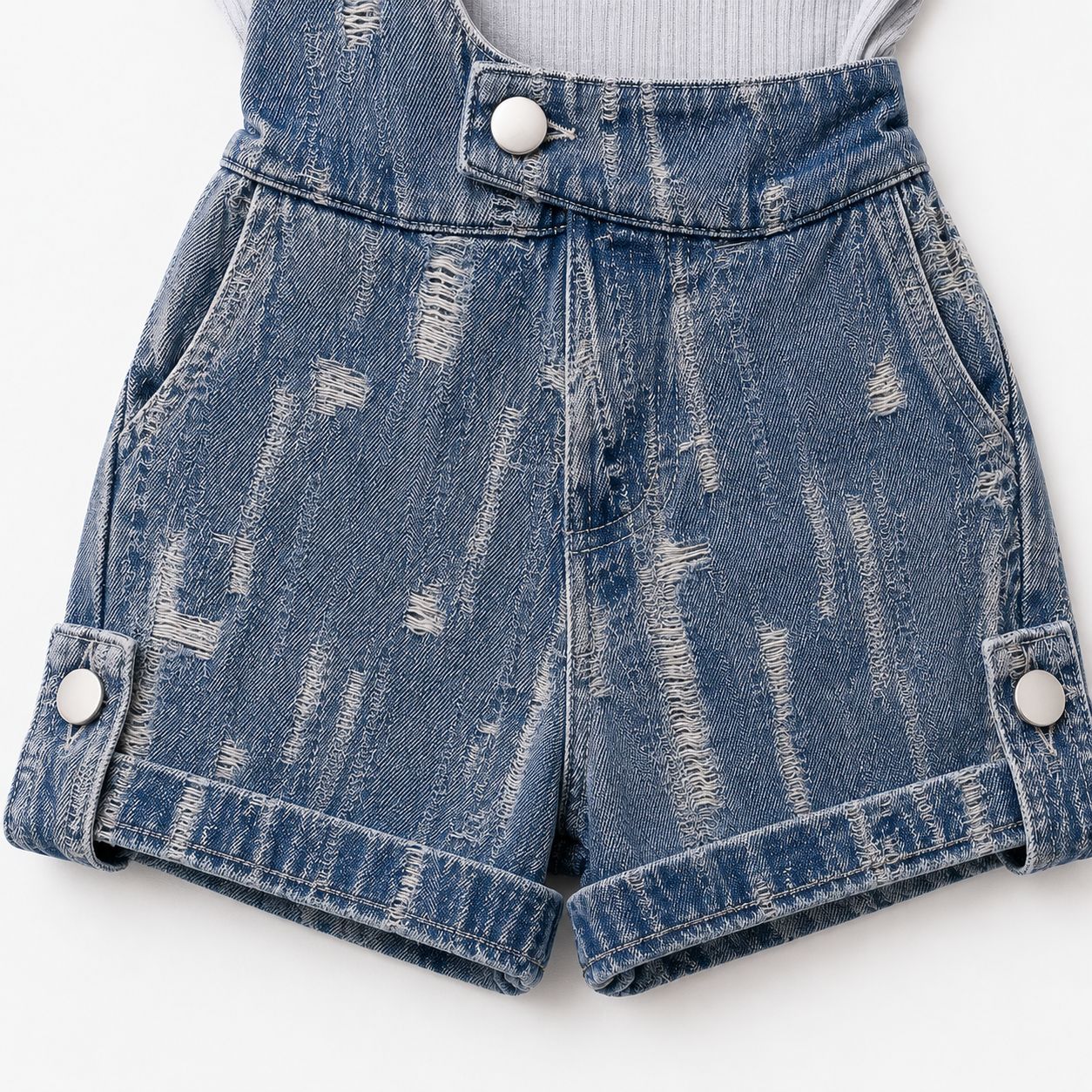 Denim Overall Shorts Set