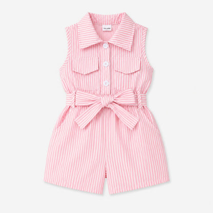Striped Belted Romper
