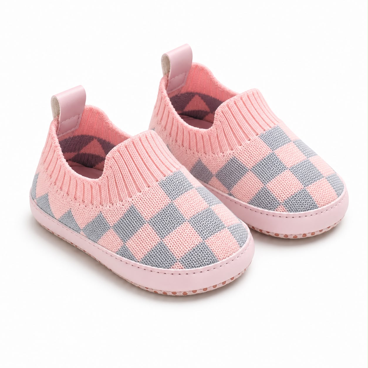 Check Knit Slip-On Shoes